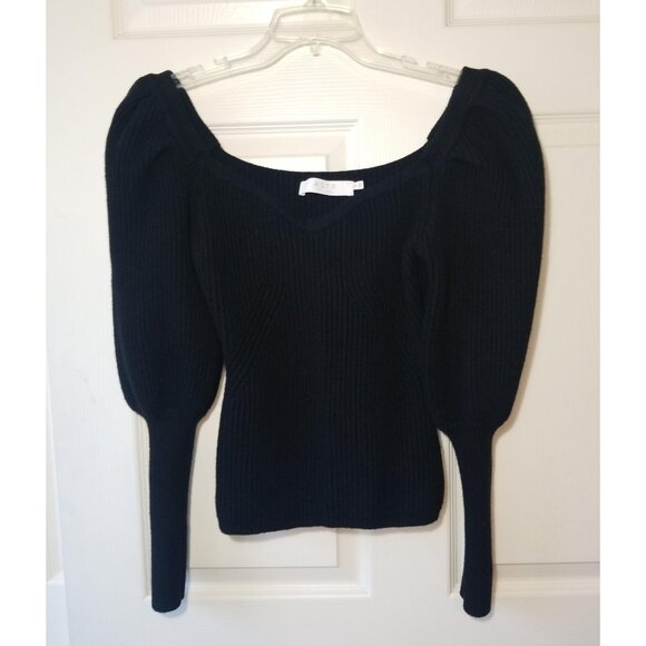 ASTR The Label Esma Puff Sleeve Sweater Black Small Ribbed - Picture 2 of 6
